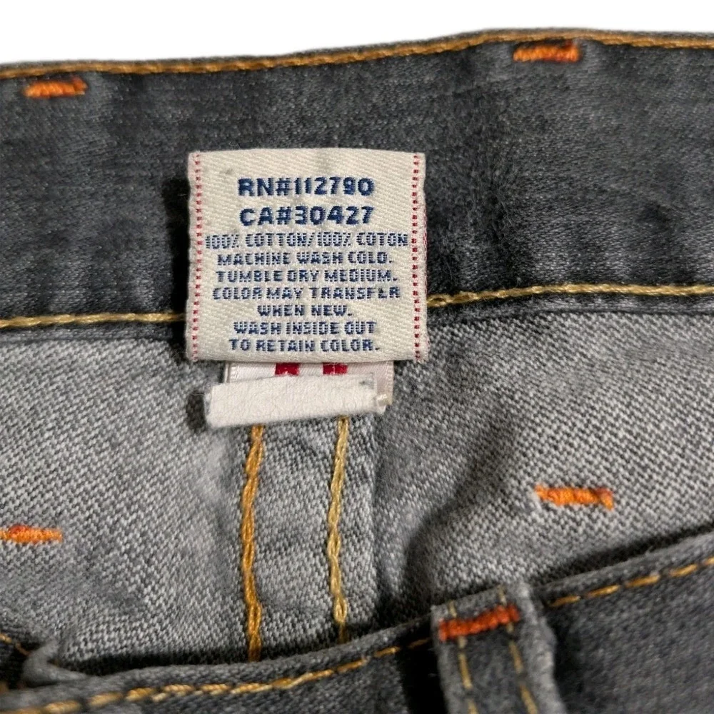 True Religion Logan Jeans Mens 38x33‎ Gray Wash Bootcut Made USA Buddha